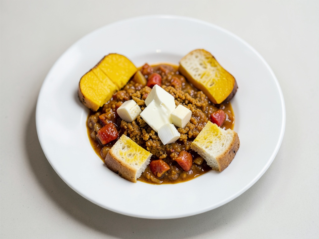Soupe de potiron avec dés de pain blanc