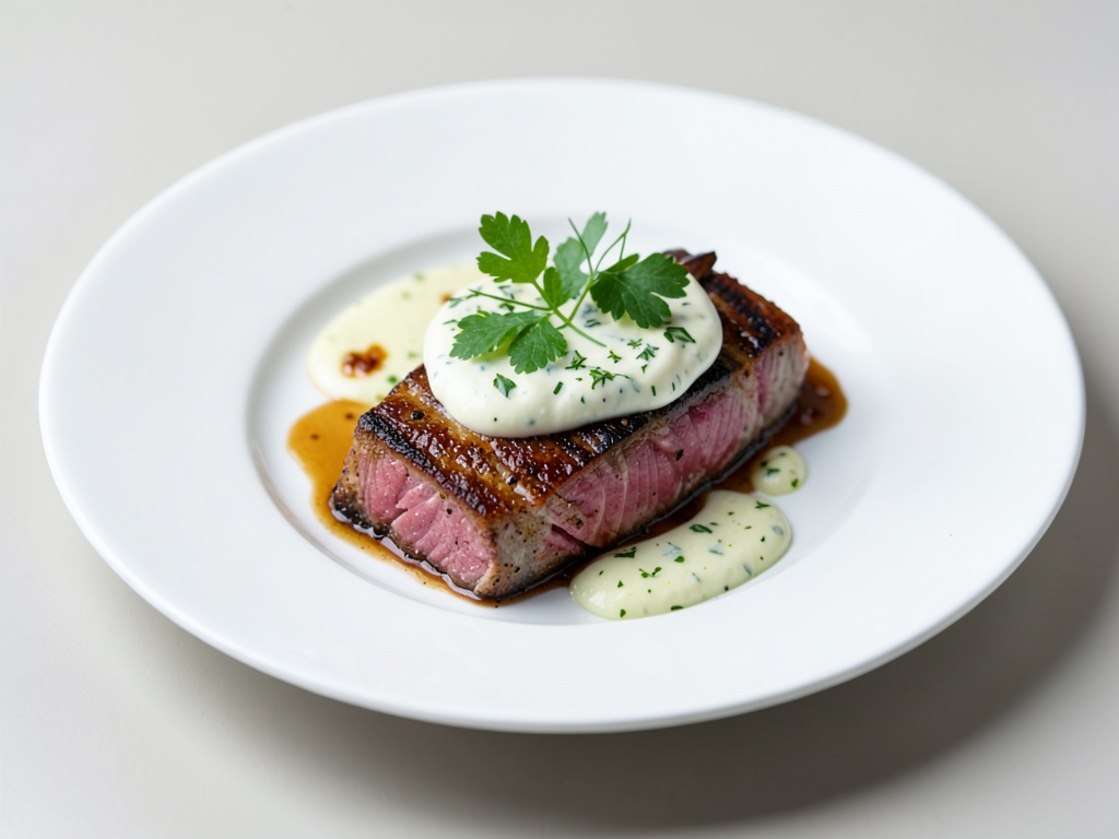 Tonno piccante con salsa fredda di yogurt e cetriolo
