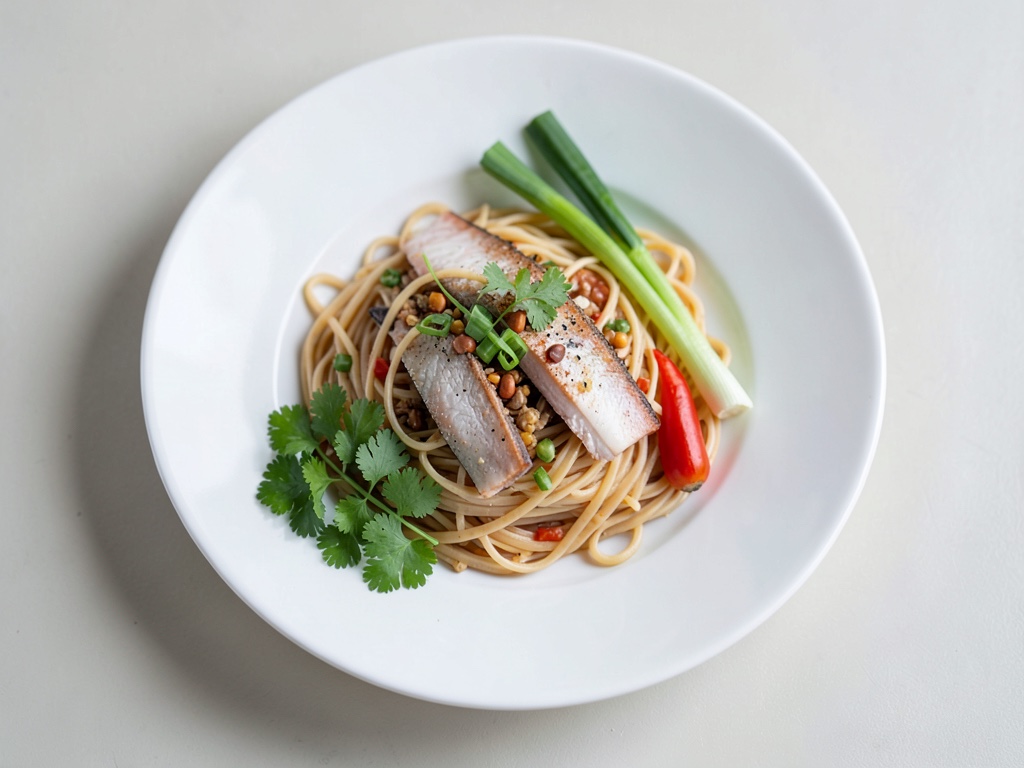 Lachs in Asia-Nudeln eingewickelt