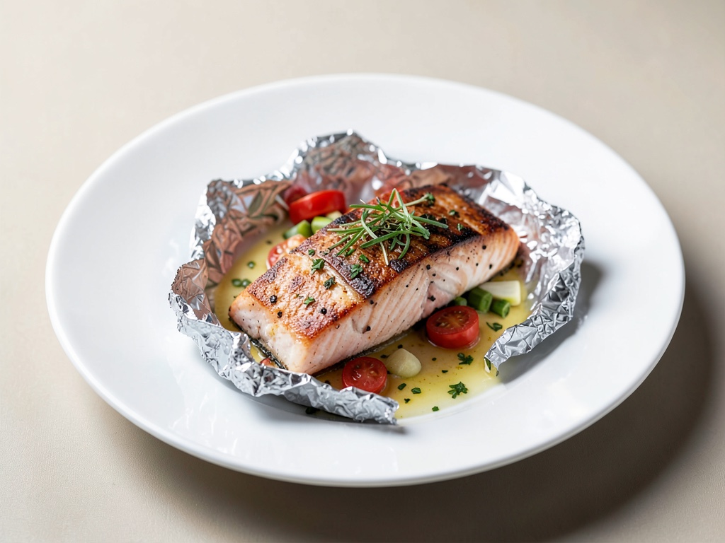 Salmone in pacchetto di carta forno alla griglia