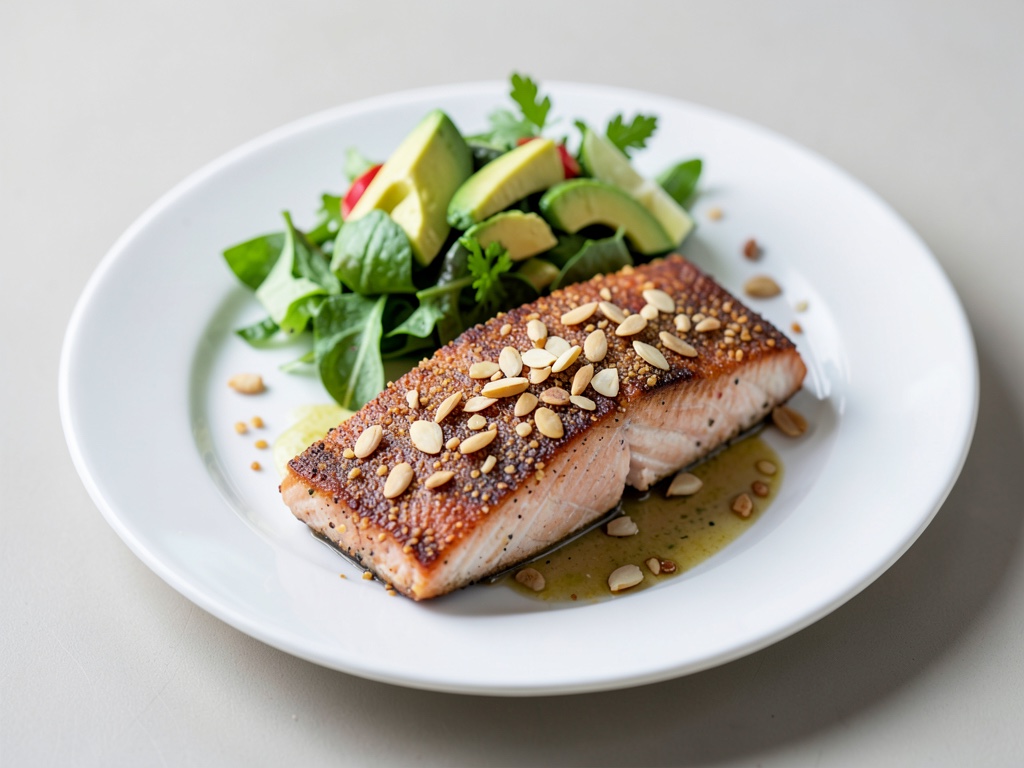 Salmone alle mandole con insalata fresca di lime e avocado