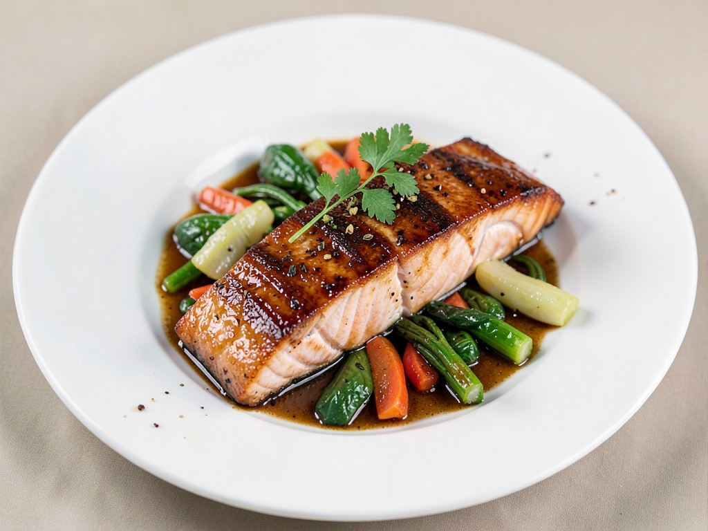 Salmone Teriyaki con verdure stufate