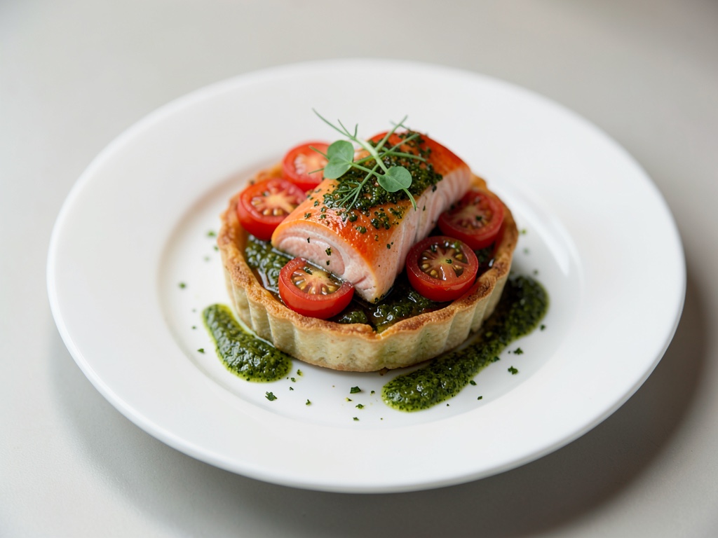 Lachs-Tomaten-Tarte mit Pesto