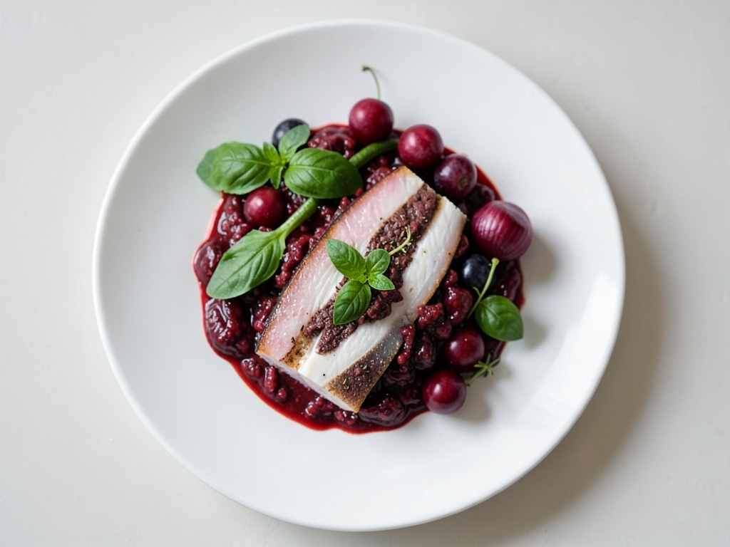 Salmón crujiente sobre ensalada fresca de fresas y chile