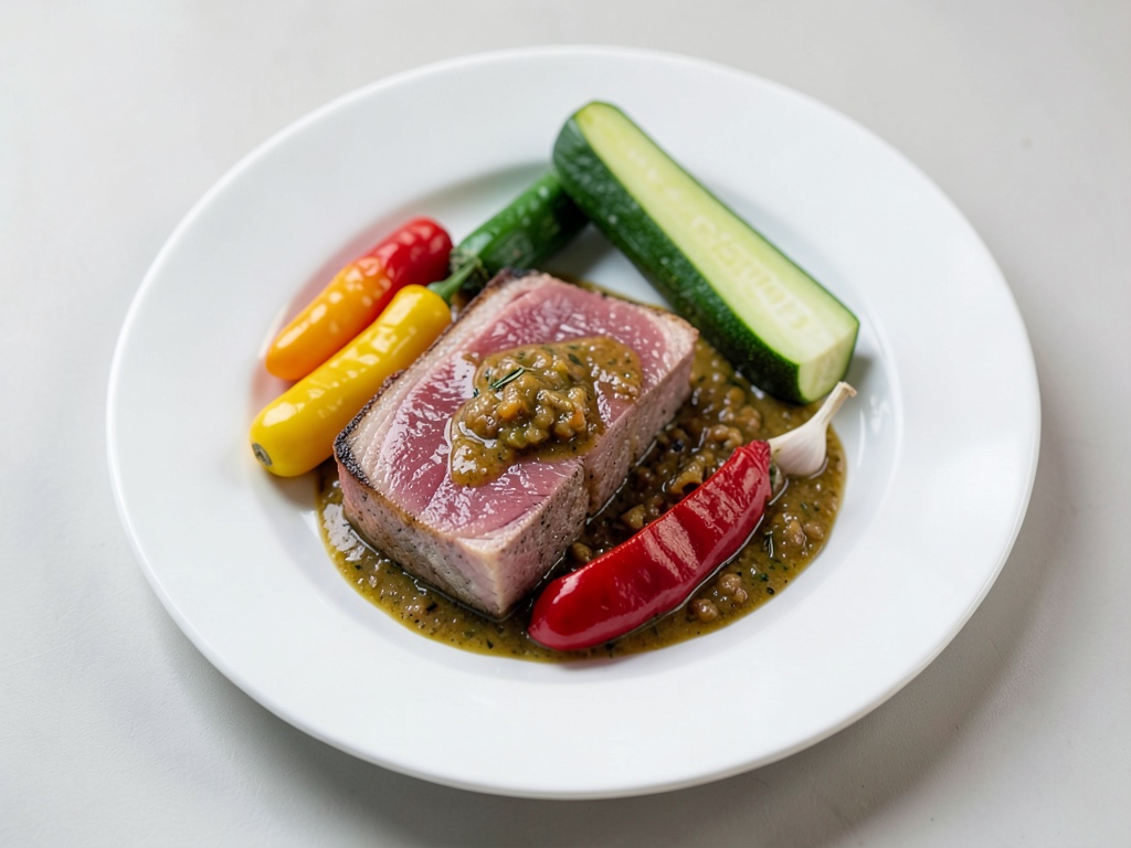 Salmone croccante con salsa di verdure cremosa