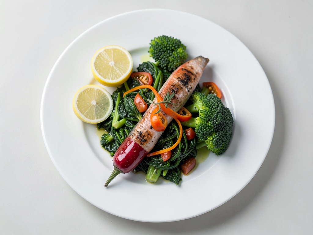 Salmone croccante con verdure colorate