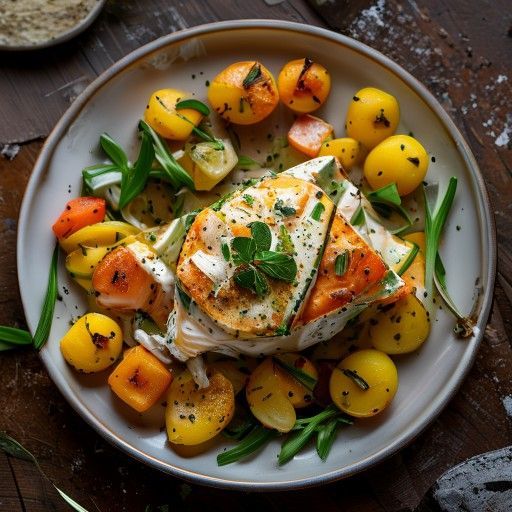 Salmone al forno con ripieno cremoso alle erbe e porro