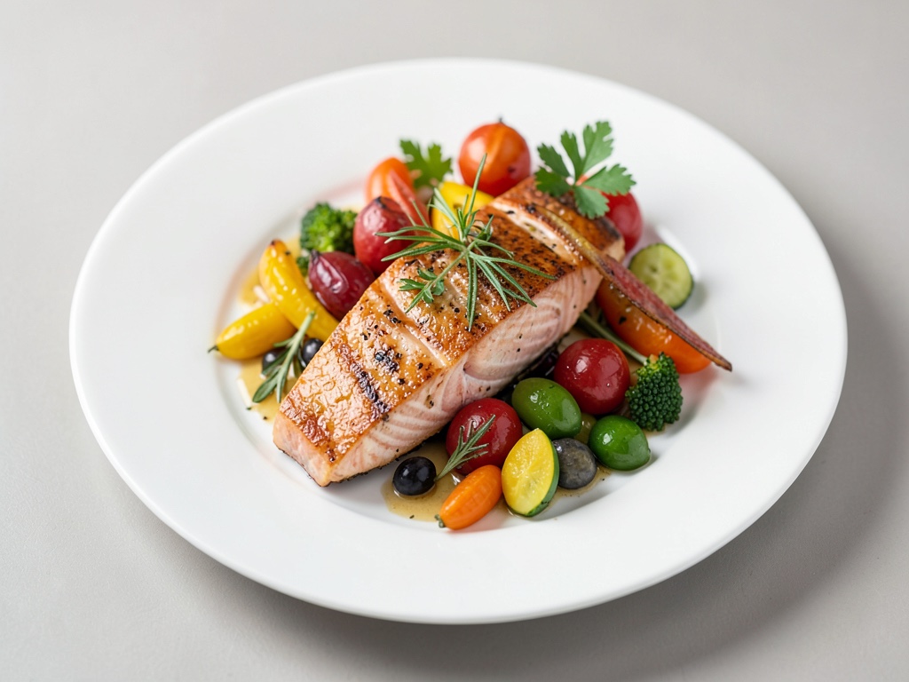 Salmone al forno con verdure miste