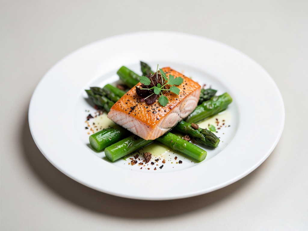 Salmone al vapore con asparagi verdi