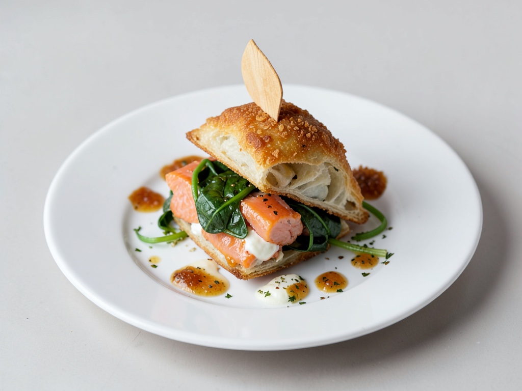 Knusprige Blätterteig-Tasche mit Lachs, Spinat und Ricotta