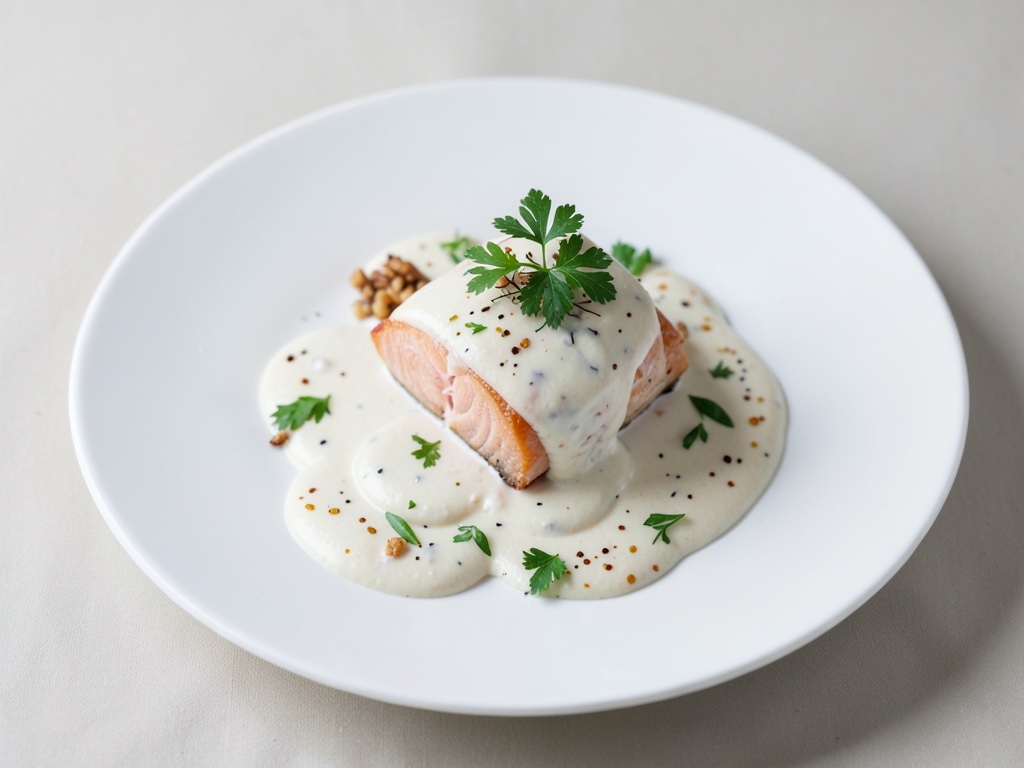 Salmone tenero in salsa cremosa al vino bianco