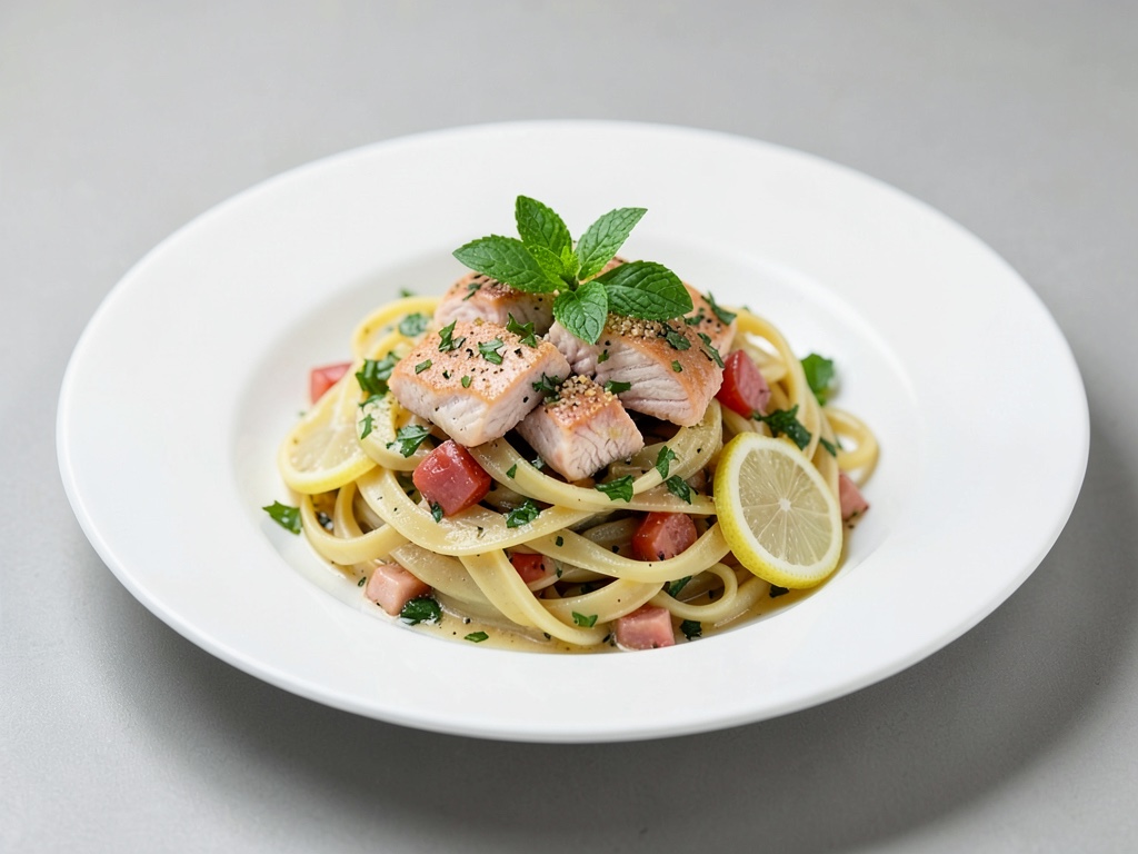 Lachs-Pasta mit Minze und Zitrone