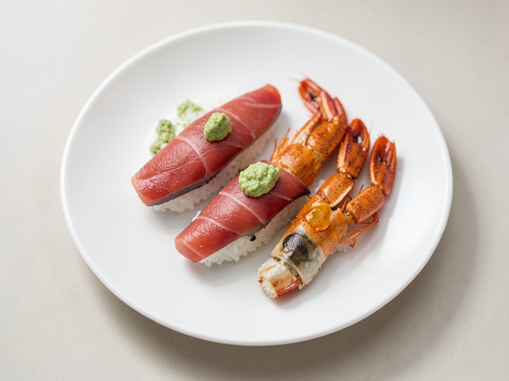 Lachs- und Garnelen-Nigiri