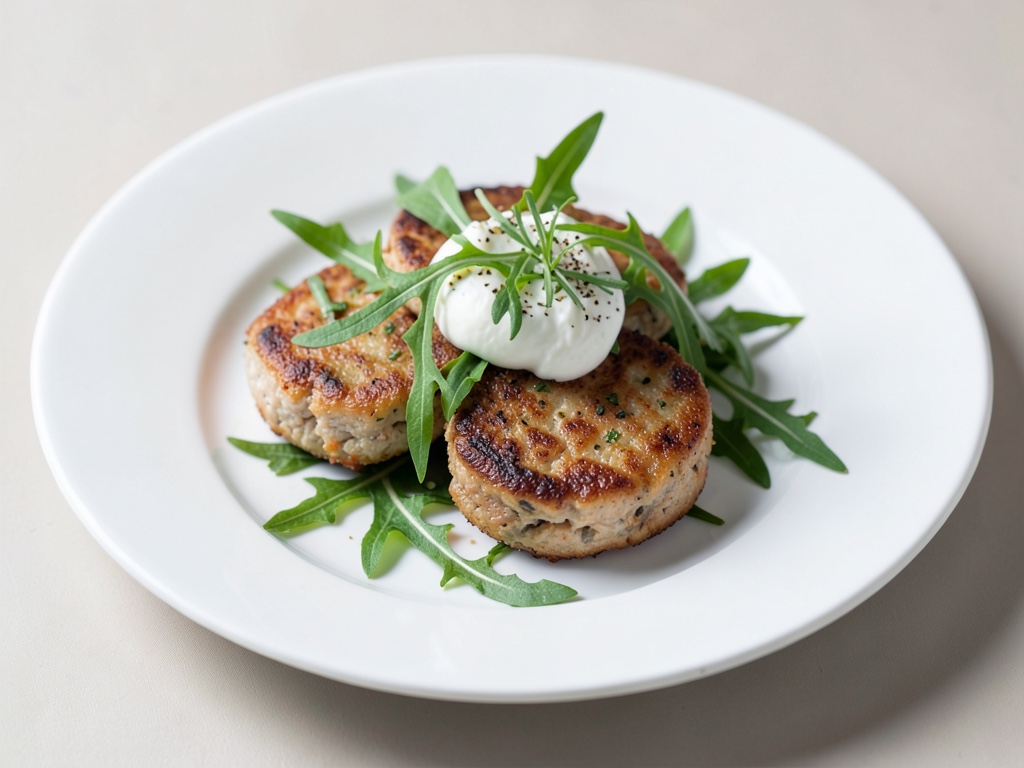 Hamburger al salmone croccanti con rucola e panna acida