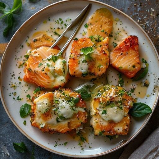 Boulettes de saumon croustillantes à la crème d'épinards