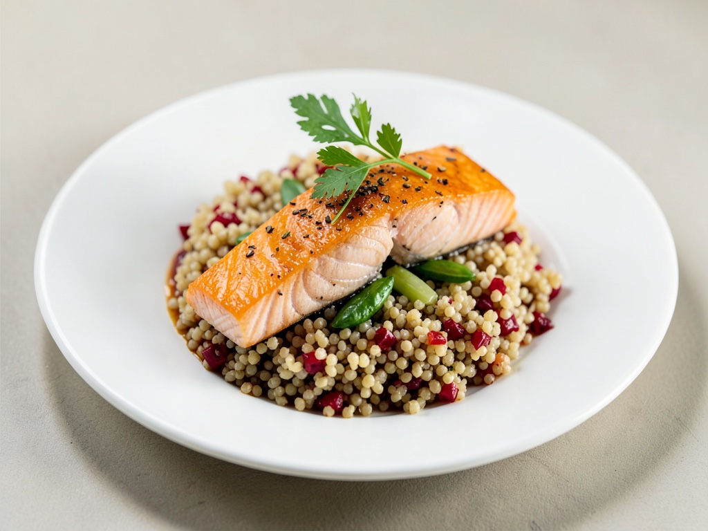Salmone dorato con couscous alla paprika