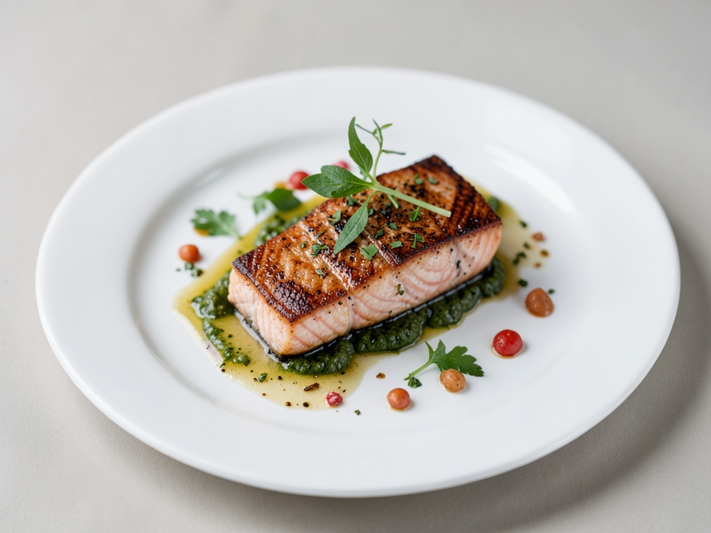 Filets de saumon sur des lentilles corail