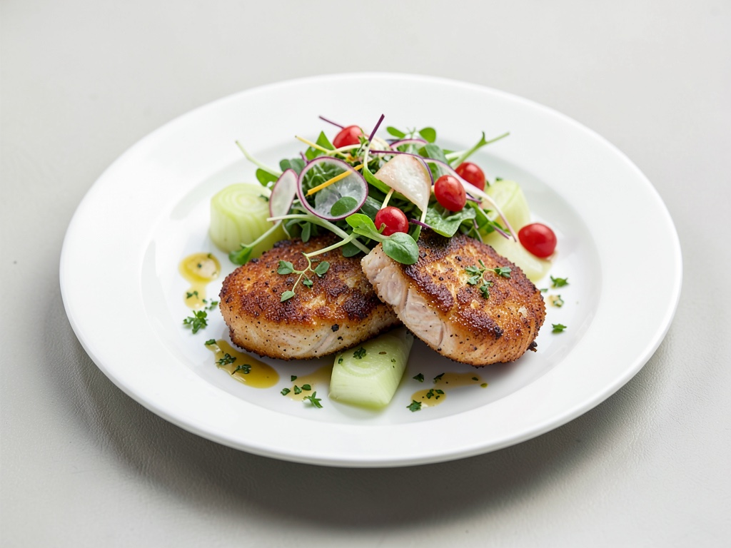 Cotolette di salmone croccanti con insalata fresca di cavolo rapa e finocchio