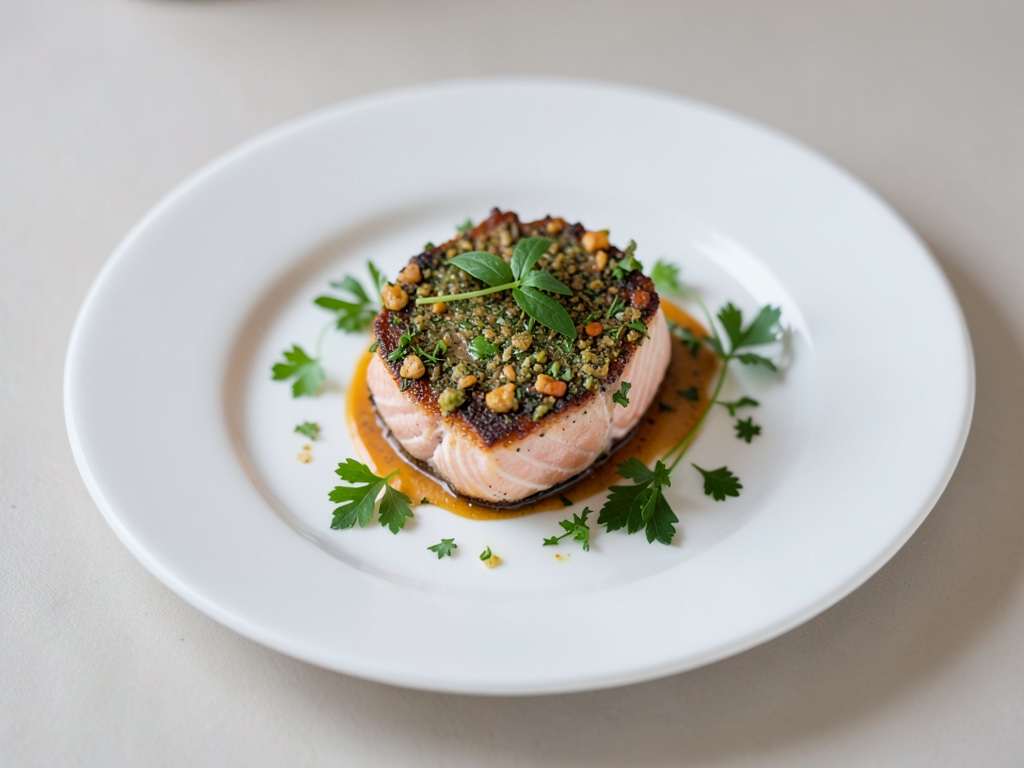 Bistec di salmone con crosta alle erbe