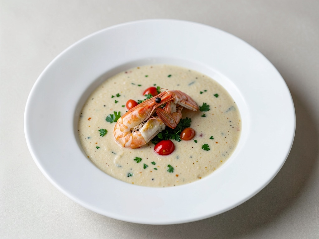Zuppa di Laksa cremosa con gamberi