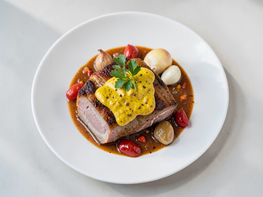 Gamba d'agnello in gelatina con maionese di peperone e zafferano