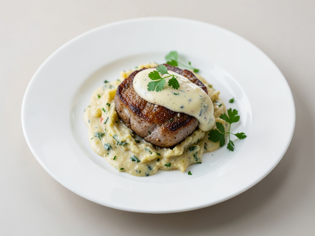 Filetto di agnello croccante con gratin di cavolo rapa cremoso