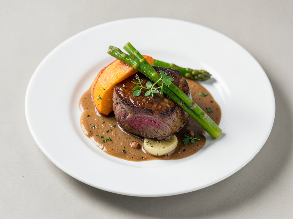 Agneau braisé avec citrouille et asperges