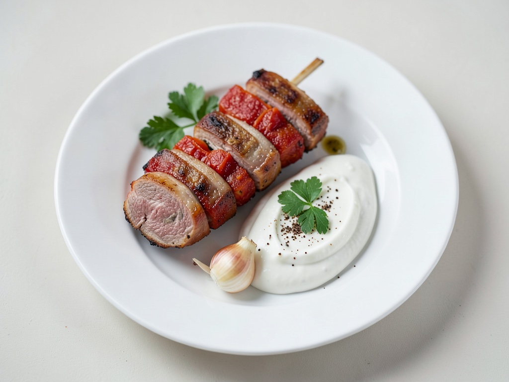 Spiedini di agnello succosi con peperoni alla griglia