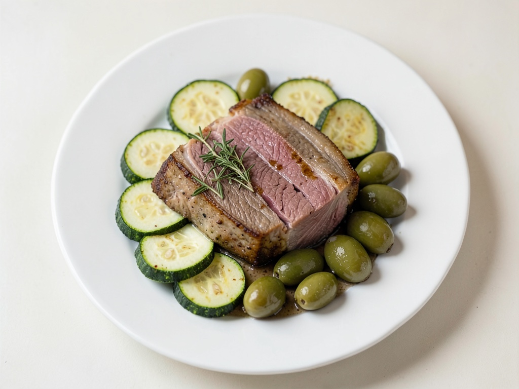Arrosto di coscia di agnello succoso con zucchine
