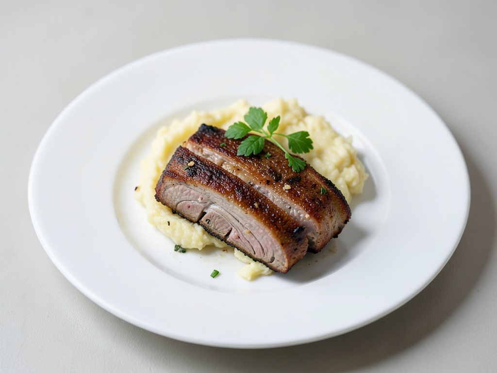 Chuletas de cordero crujientes con puré de patatas cremoso