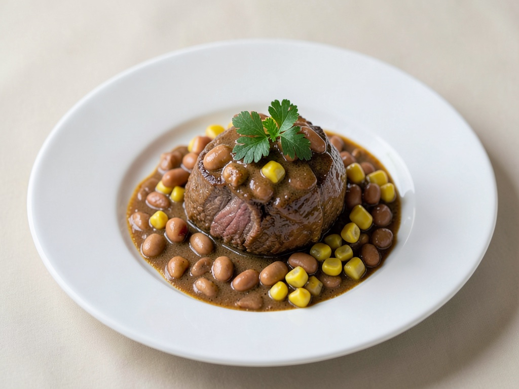 Gulasco di agnello con fagioli e mais