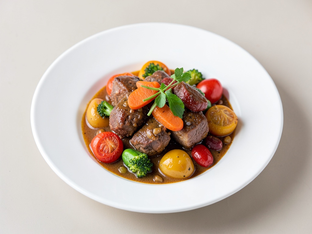 Stufato di agnello saporito con verdure colorate
