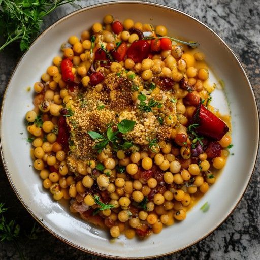 Stufato di agnello allo zafferano con ceci e couscous