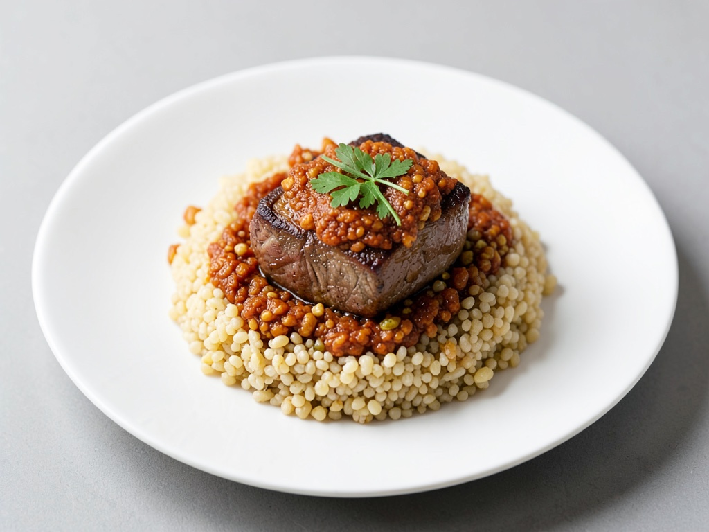 Couscous con filetto di agnello e harissa