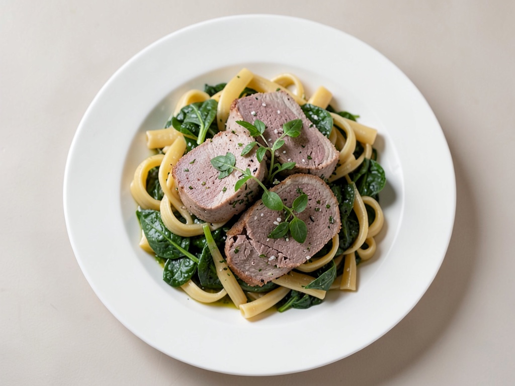 Filetti di agnello teneri su spaghetti di pastinaca