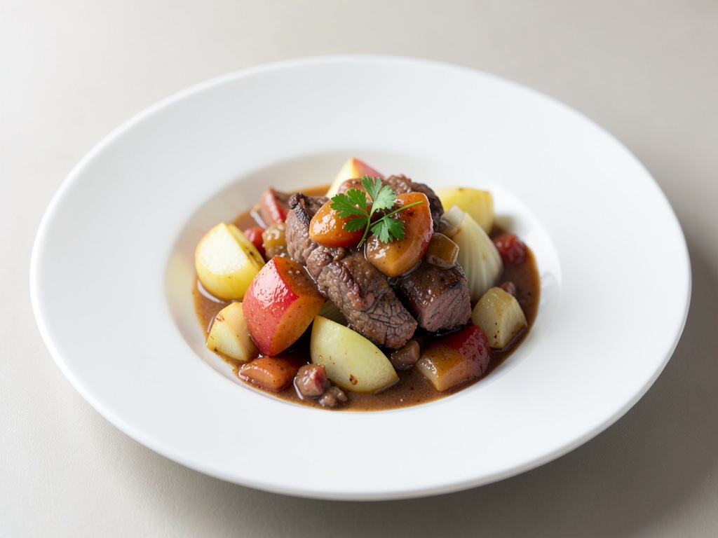 Stufato tenero di agnello con mela e cavolo cappuccio