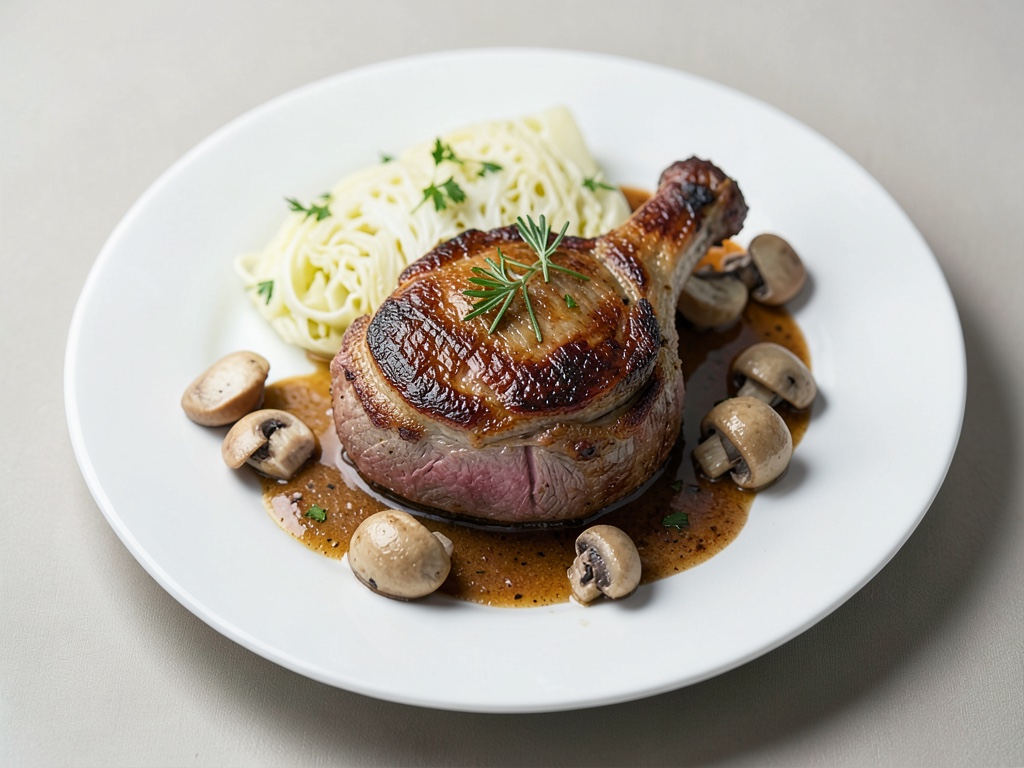 Padella di agnello con cavolo riccio e funghi