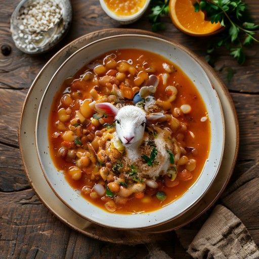 Stagionato agnello in salsa di birra e carota con fagioli