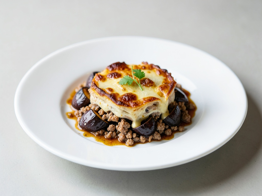 Au gratin di agnello dorato con melanzane