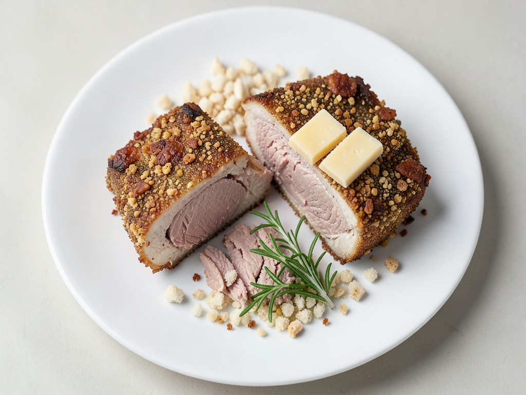 Filetto di cosciotto d'agnello croccante con pangrattato
