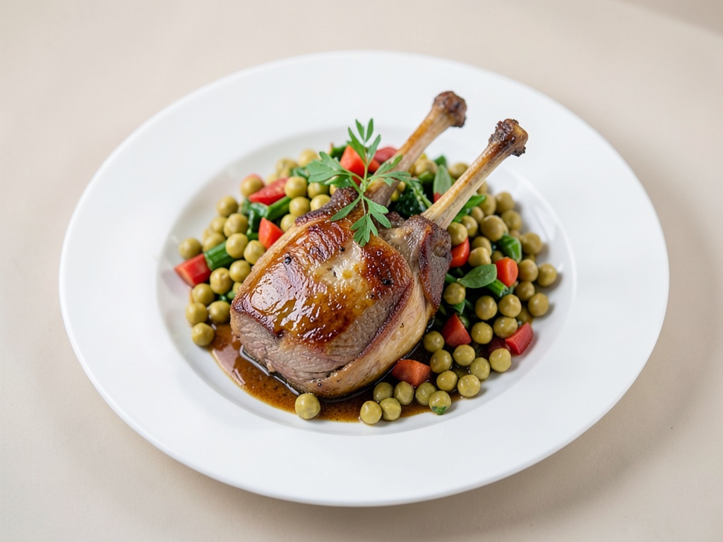 Cosciotto di agnello aromatico con insalata di ceci
