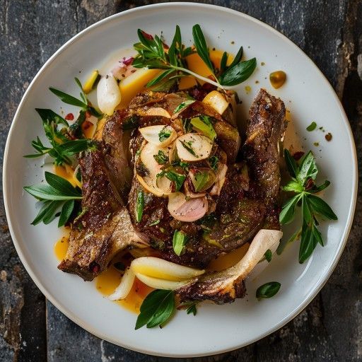 Cosciotto di agnello marinato con limone e erbe