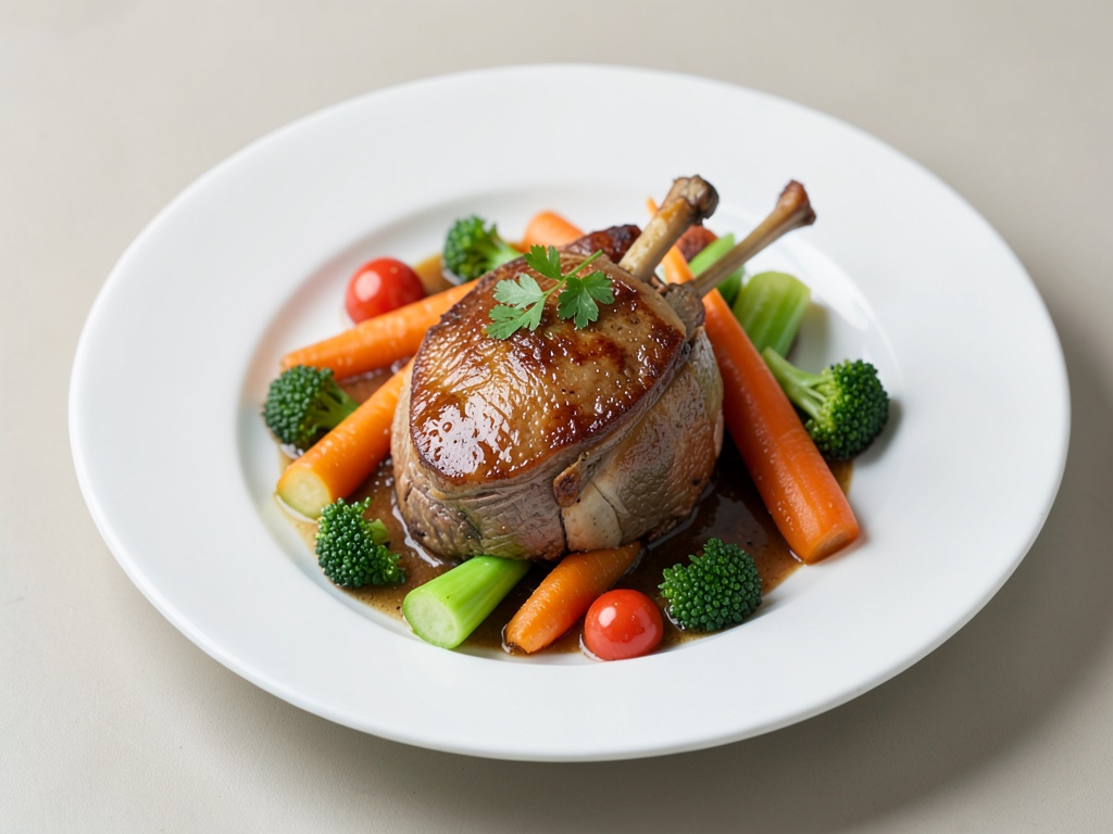 Cosciotto di agnello brasato con carote e sedano