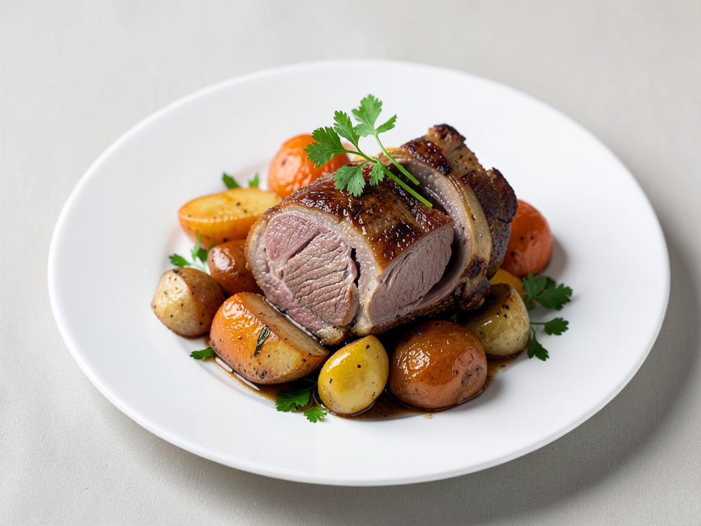 Zarte Lammkeule mit Wurzelgemüse