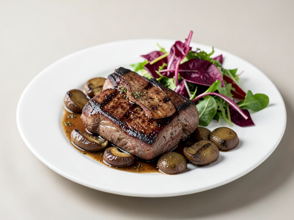 Côtelettes d'agneau grillées aux cèpes et salade de radicchio