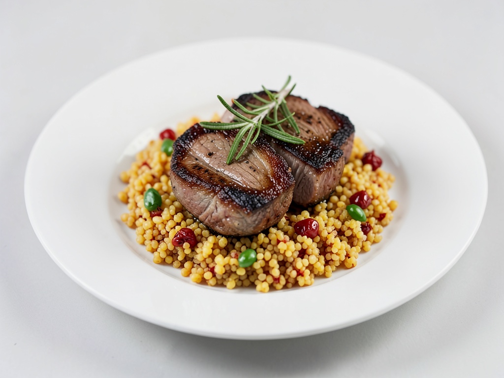 Zarte Lammkoteletts mit Rosmarin und Safran-Couscous