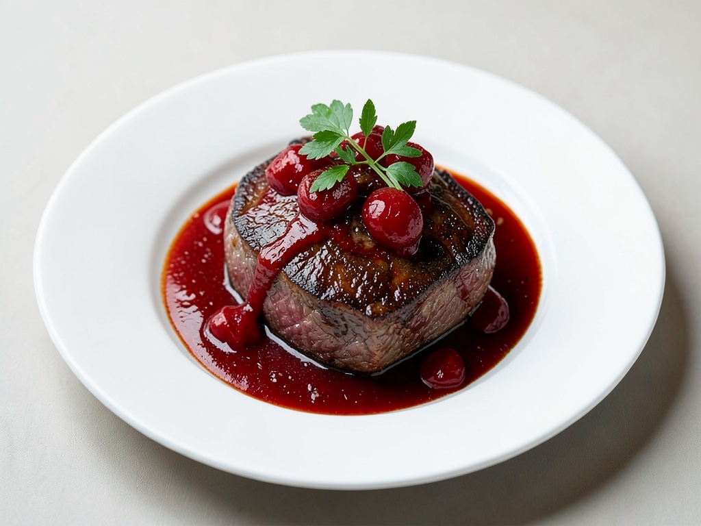 Costolette di agnello marinata con salsa alle ciliegie