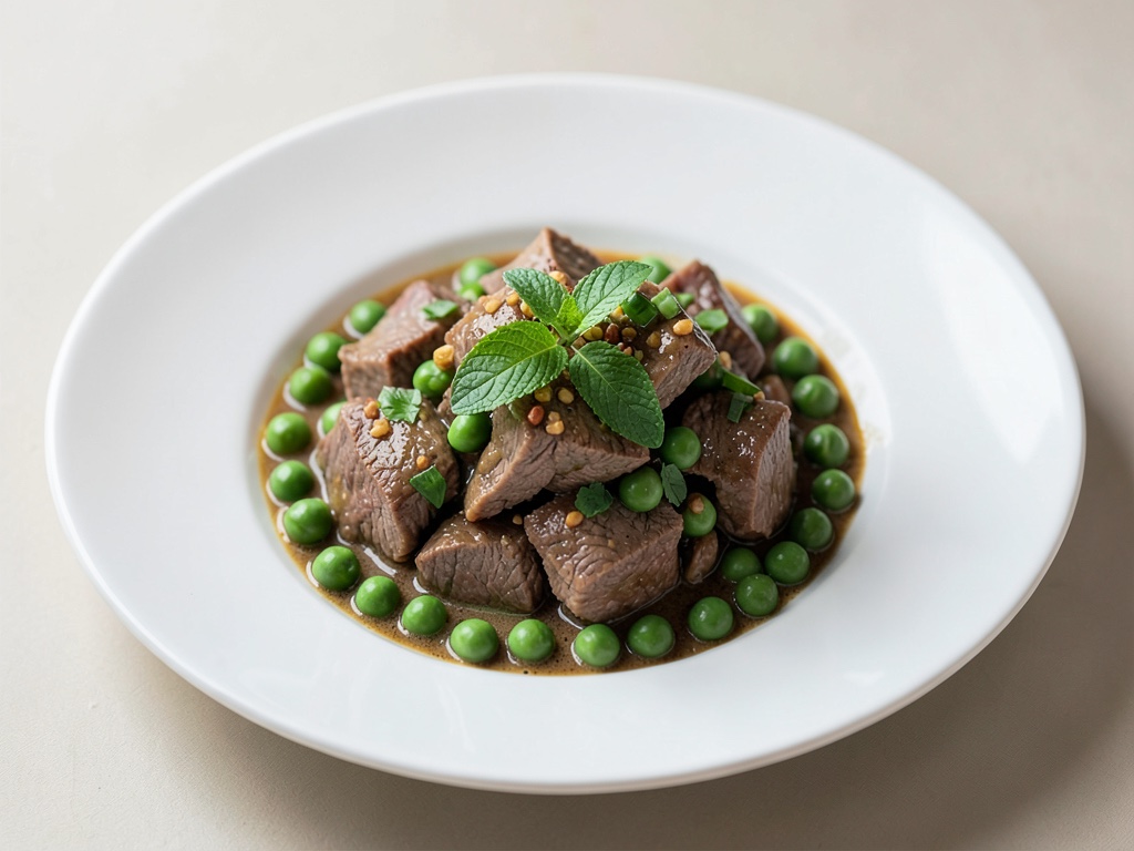 Tenero ragù di agnello con piselli freschi e menta