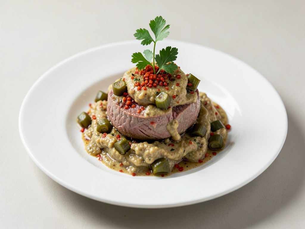 Ragù di agnello tenero con peperoni e okra