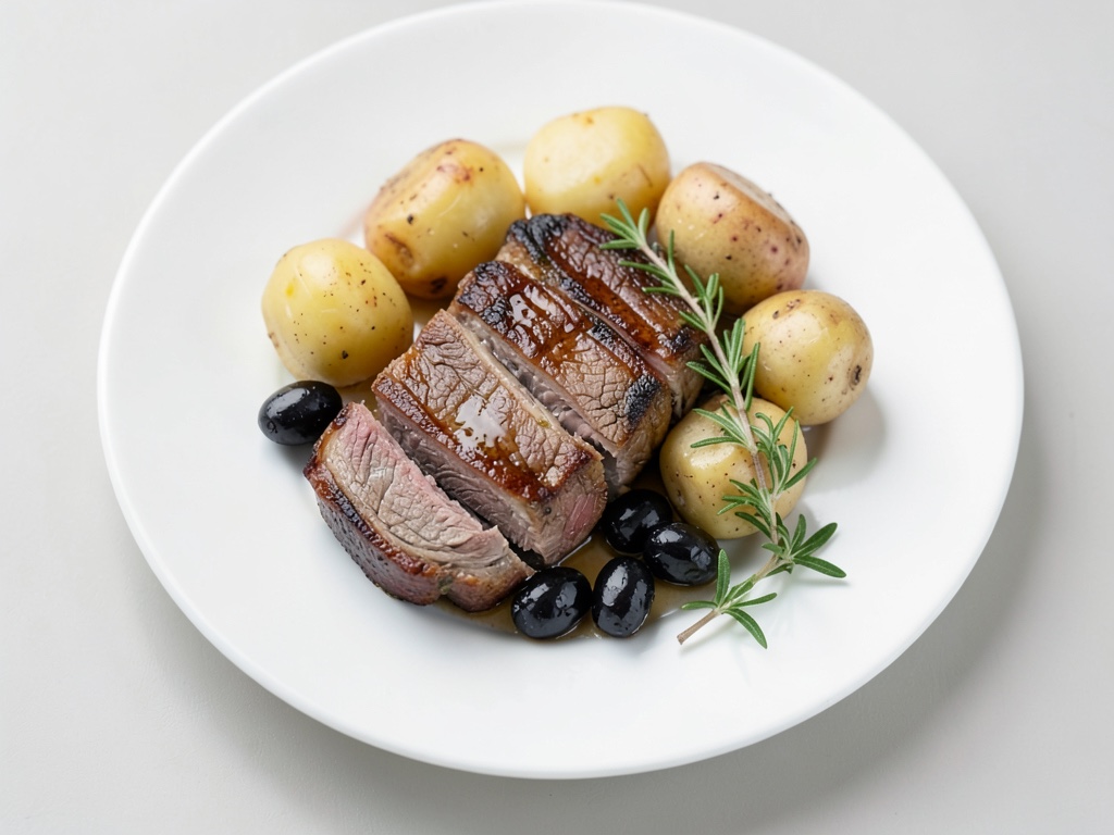 Pommes de terre croustillantes avec filet d'agneau tendre